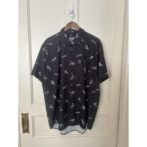 Dixxon 10 Years of Bonin' Collared Short Sleeve Shirt Mens Size XL Black White